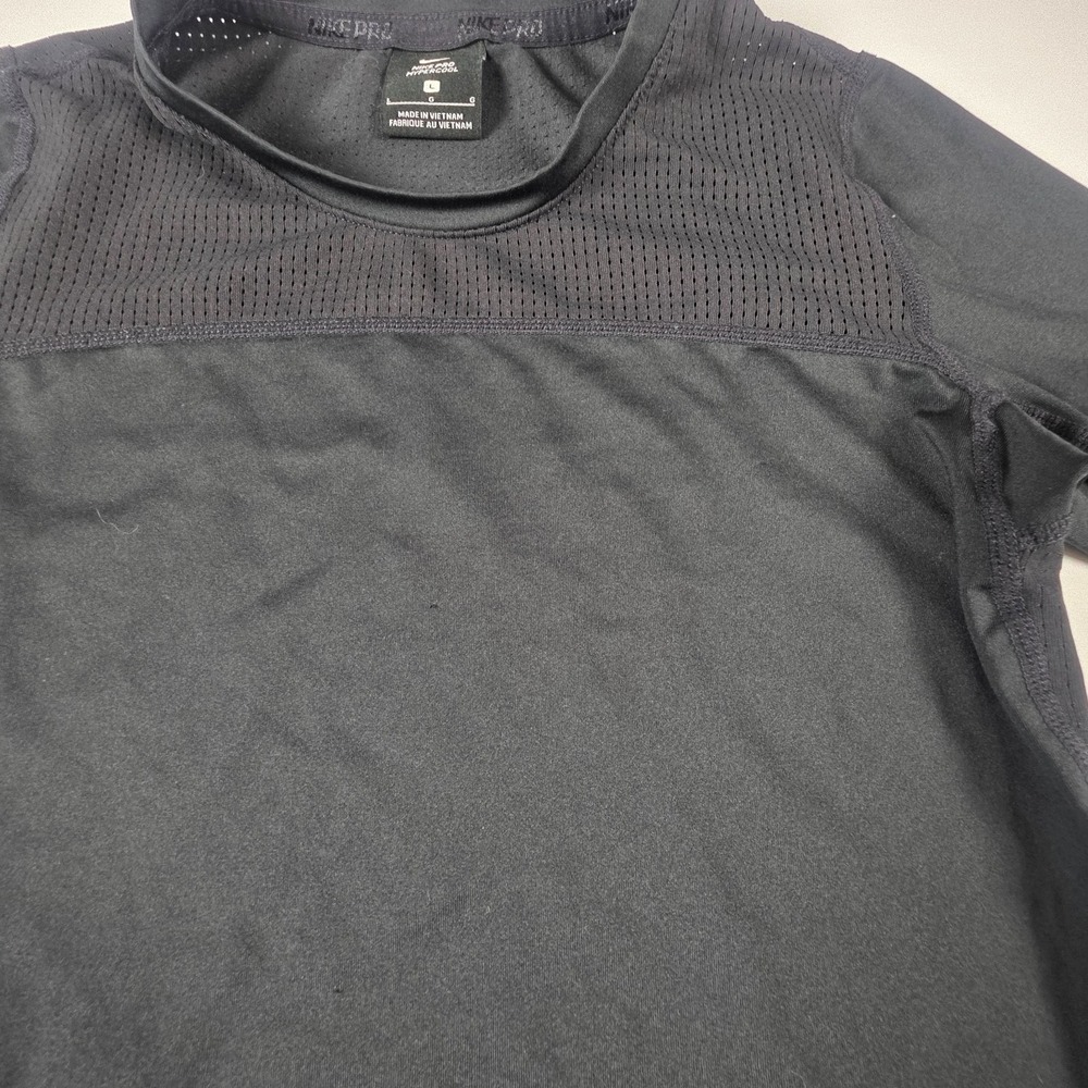 NIKE PRO HYPERCOOL Womens Black Shirt Top T-shirt Short Sleeve Workout - Size L - Picture 2 of 8